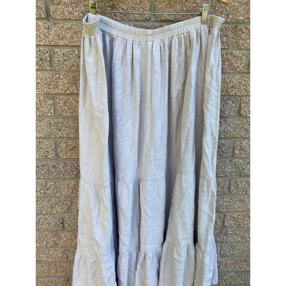 Coldwater Creek Linen Blend Maxi Skirt XL Tan Boho Coastal Lagenlook Earthy 90s - Picture 5 of 5